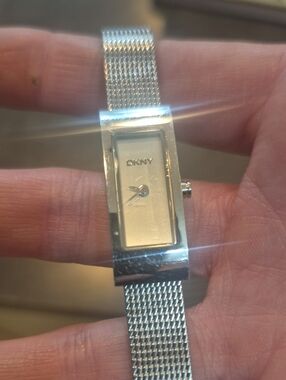 DKNY Rectangular Mesh Bracelet Watch in Silver